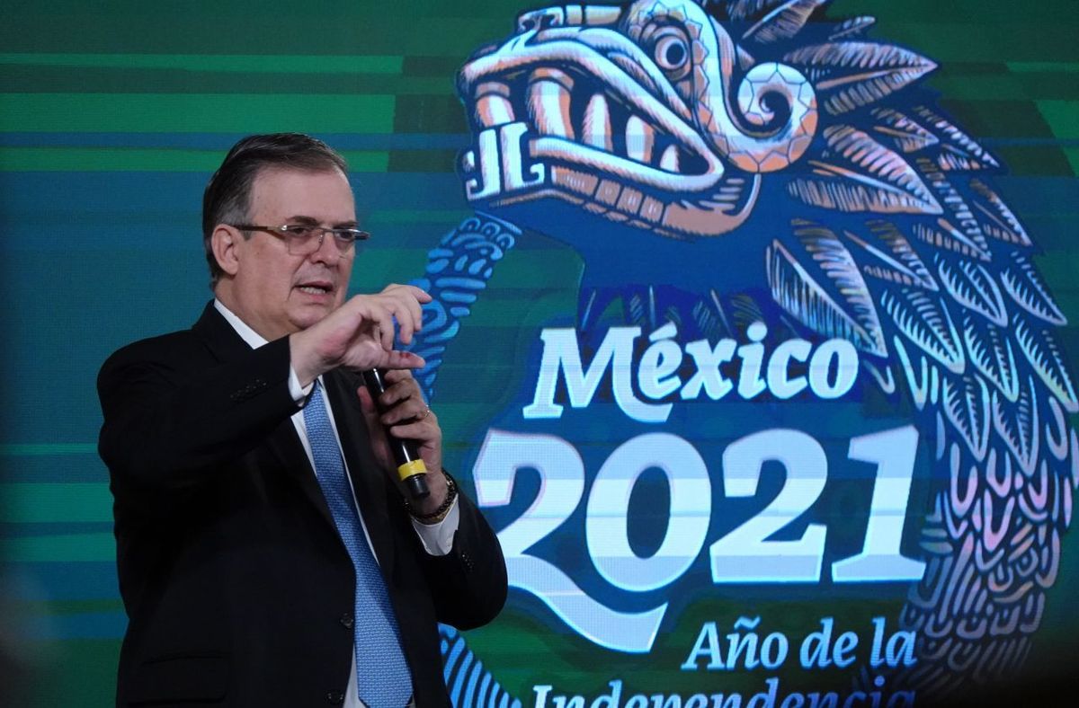 El canciller Marcelo Ebrard durante la conferencia de prensa de López Obrador. (Cuartoscuro)