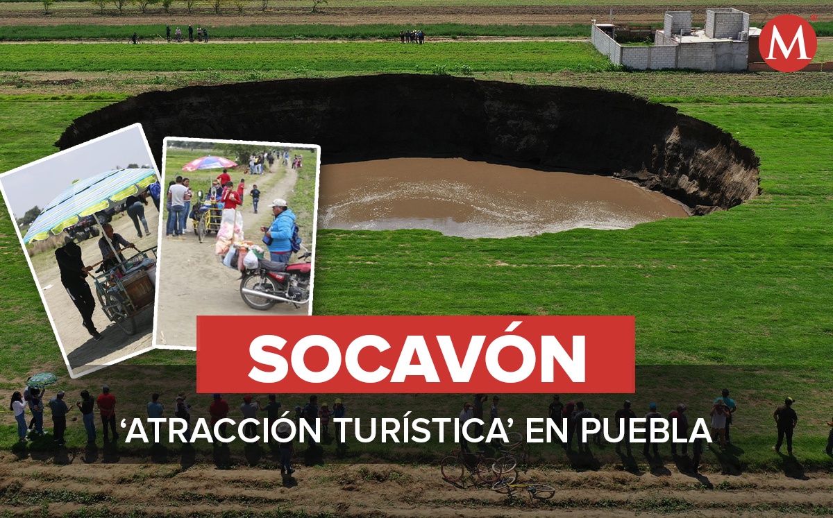 El socavón de Puebla se ha convertido en una especie de atracción turística entre los pobladores.