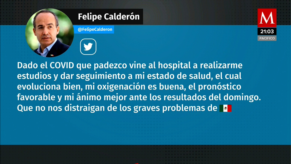 Felipe Calderón acude a hospital a realizarse estudios tras dar positivo a covid-19