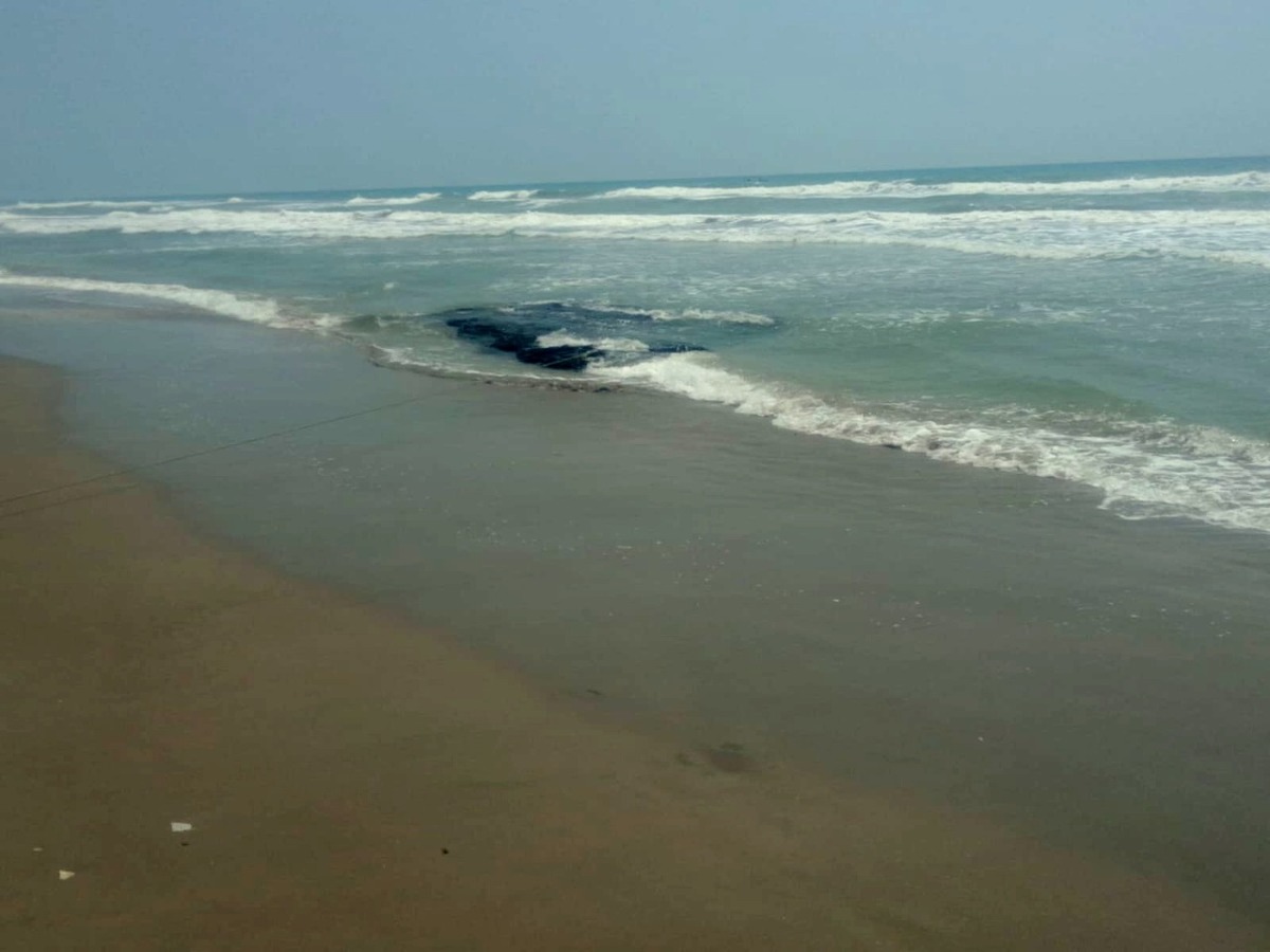 Chapopote sólido en playa hermosa, Pueblo Viejo
