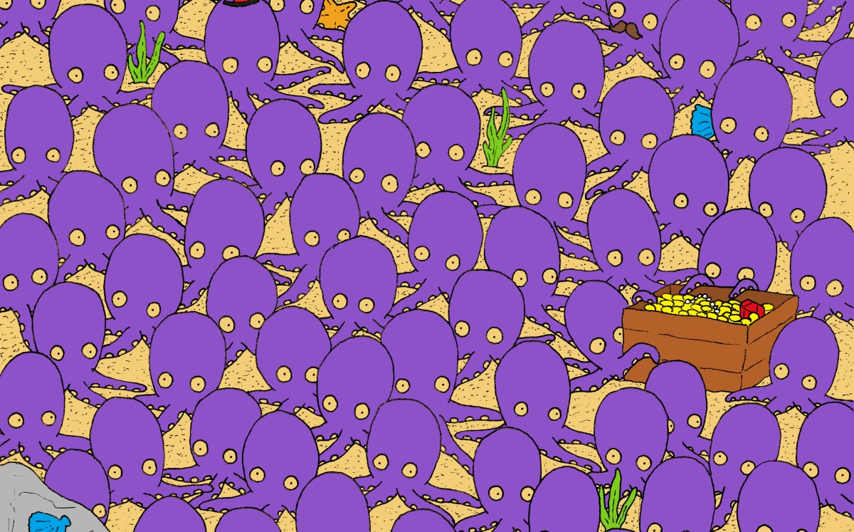 Encuentra el pez escondido entre los pulpos (Dudolf).