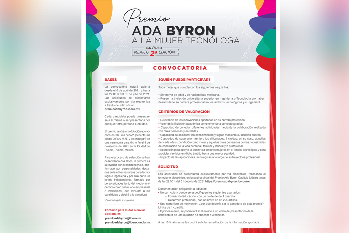 Cartel de la convocatoria para el premio Ada Byron. (Ibero)