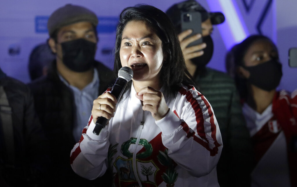 Keiko Fujimori ha denunciado supuestas acusaciones de fraude electoral. (AP)
