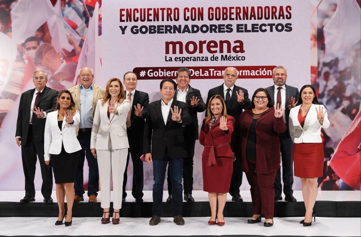 Los gobernadores de Morena se reunieron con Mario Delgado. (Especial)