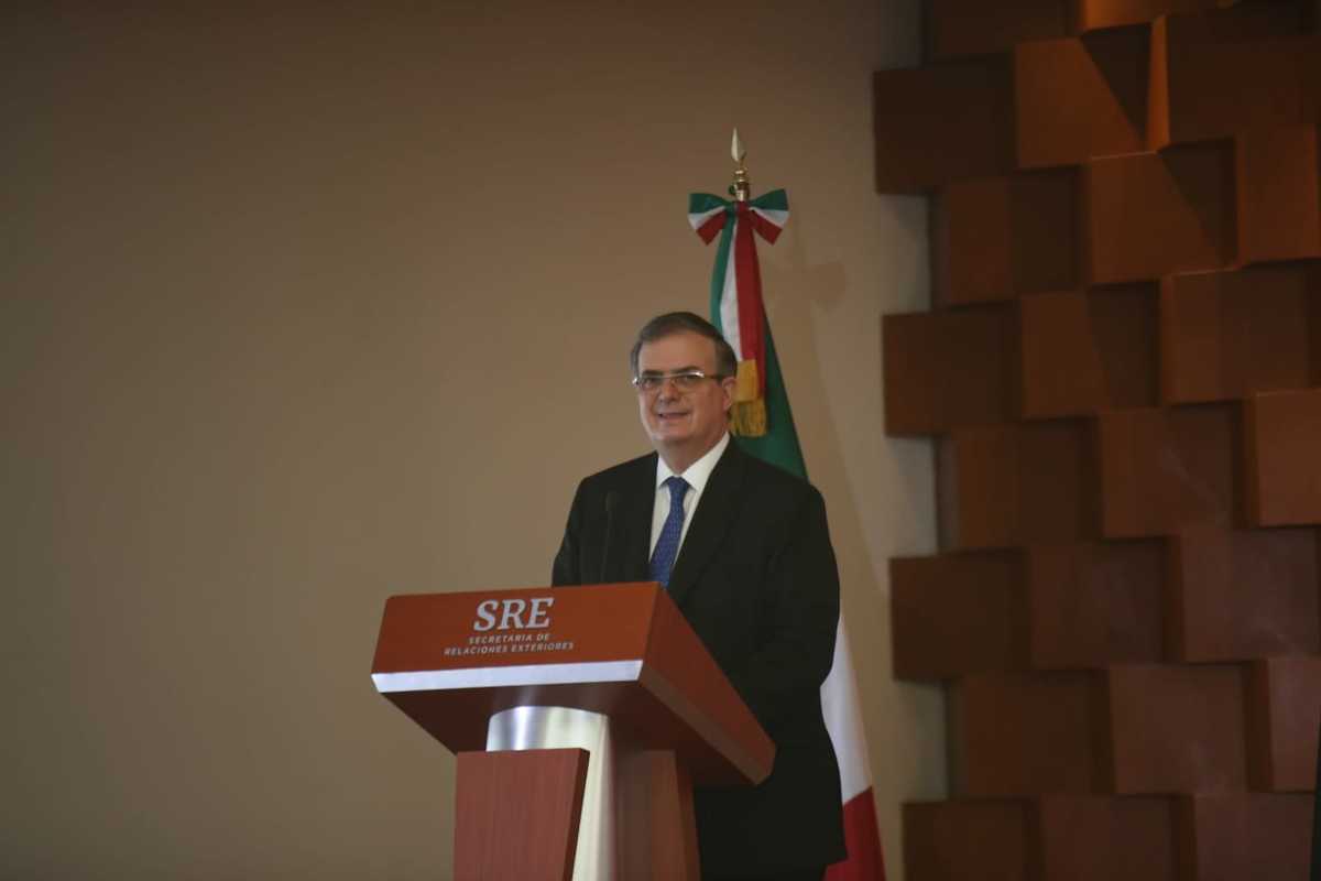 El canciller Marcelo Ebrard en la presentación del Pabellón de México en Expo 2020 Dubái. (Juan Carlos Bautista)
