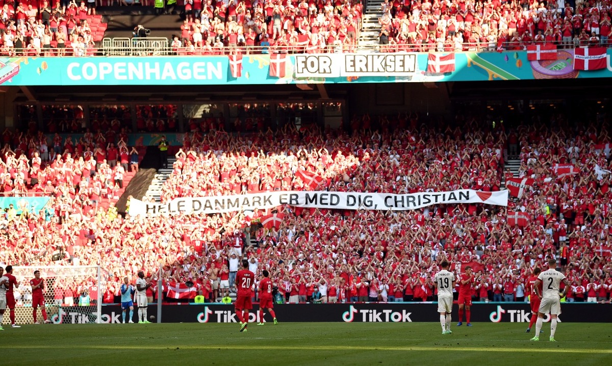 Homenaje a Christian Eriksen en el Dinamarca vs Bélgica (Reuters)