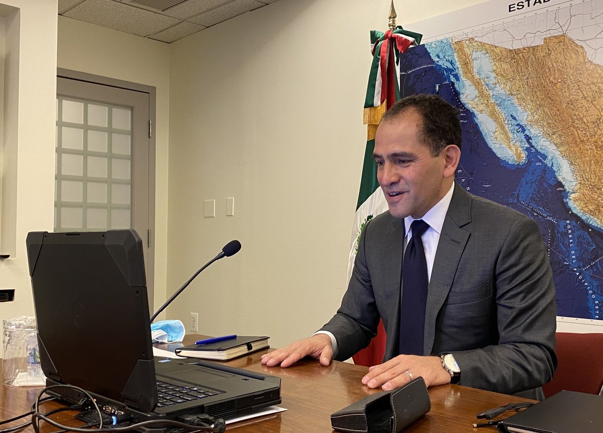Arturo Herrera durante la reunión con Jerome Powell. Foto: Twitter