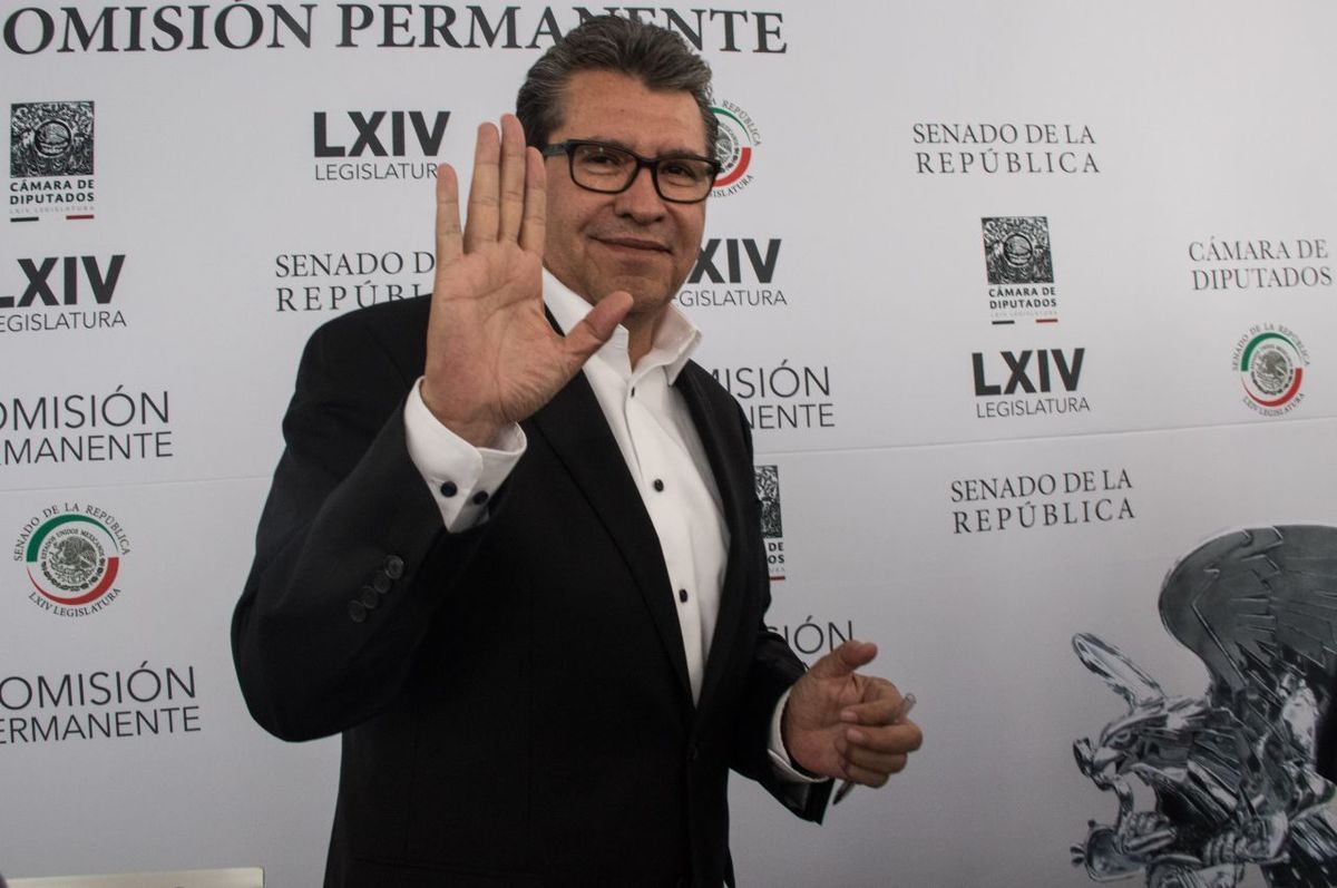 Ricardo Monreal durante una conferencia de prensa en el Senado. (Cuartoscuro)