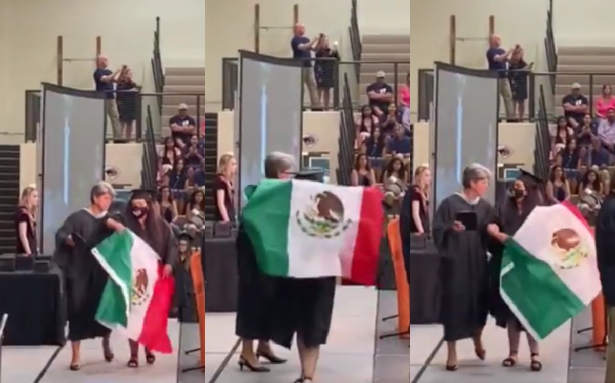 Sacan a chica por mostrar bandera de México en su graduación y se vuelve viral (Especial).