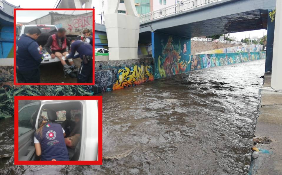 Dos hombres y una mujer fueron arrastrados por el agua en el Malecón del Río, en León. Foto: Dany Béjar.