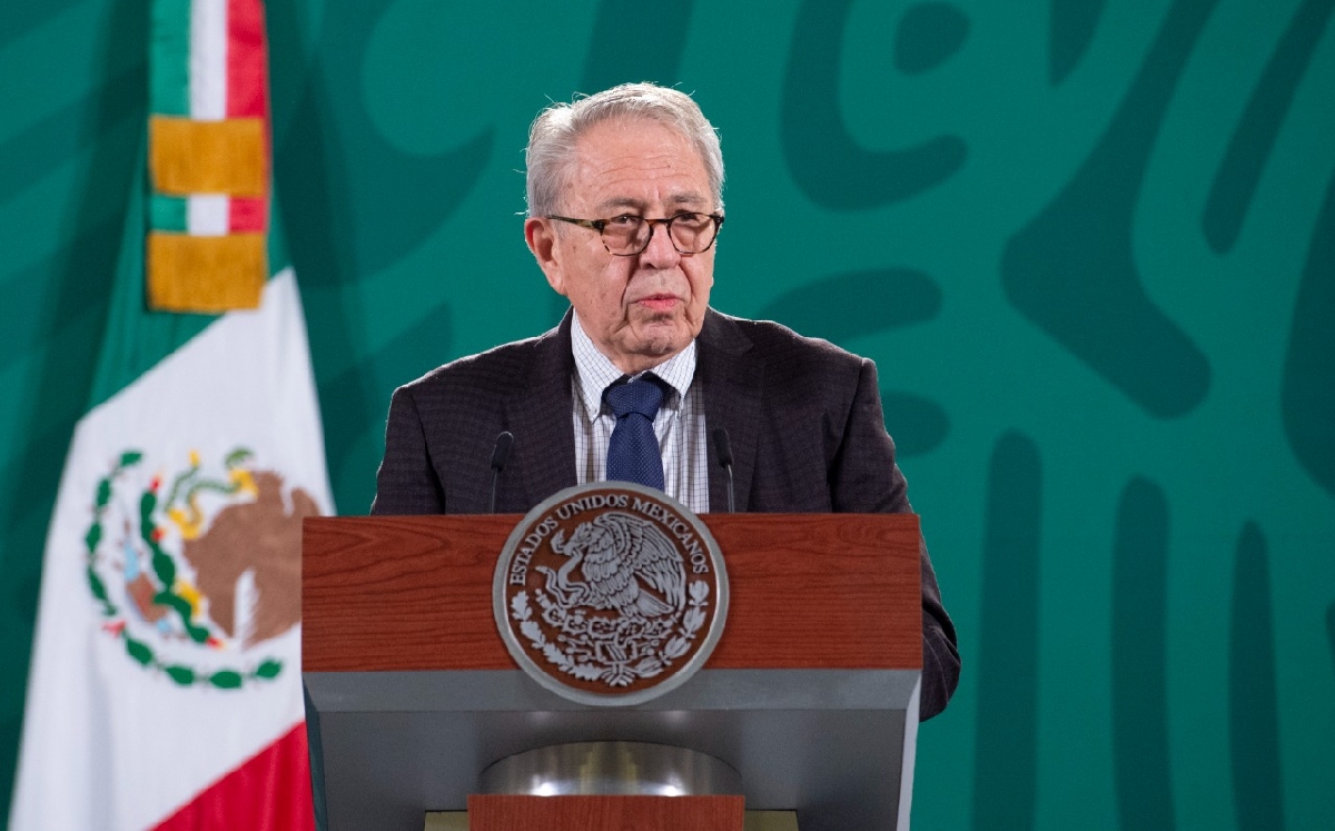 El secretario de Salud, Jorge Alcocer Varela, durante su participación en la conferencia de hoy. (Coartesía)