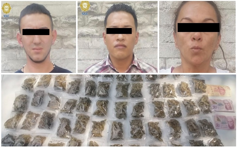 Tras una revisión se les hallaron 60 bolsas con mariguana. (Especial)