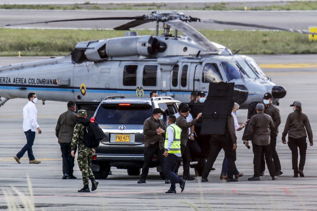 El presidente Duque fue atacado mientras viajaba en un helicóptero de la Fuerza Aérea Colombiana. (AFP)