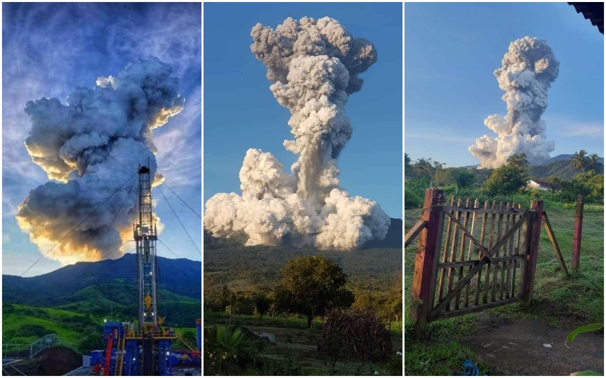 El volcán Rincón de la Vieja generó emergencia en la zona por la erupción. | Fotos publicadas en Twitter por @AlertaMundial19