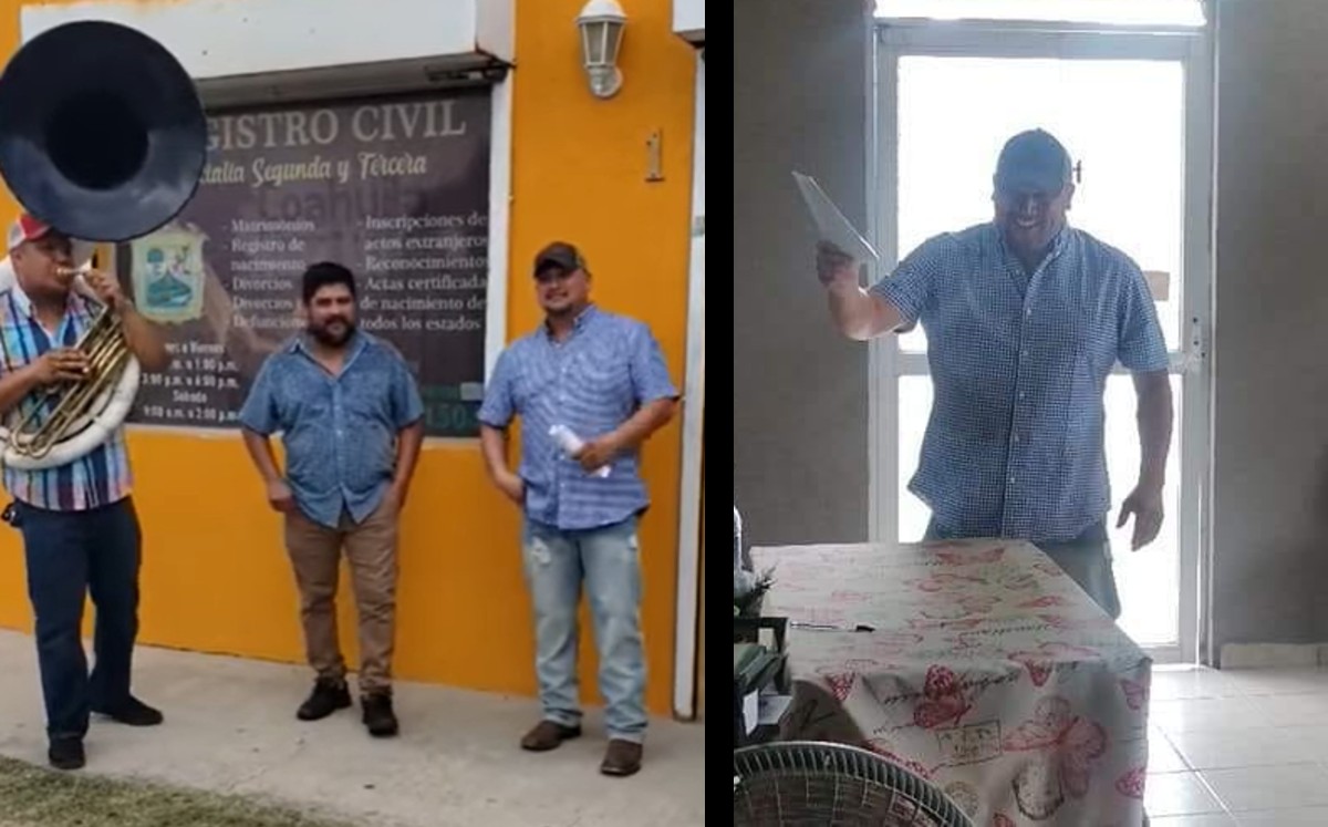 Hombre se hace viral por celebrar con banda su divorcio afuera del registro civil. (Especial)