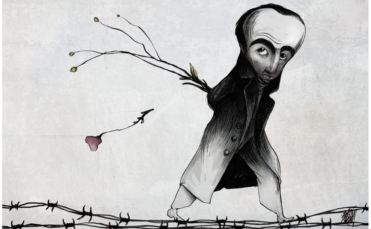 “No podemos decir nuestra verdad sino en la lengua materna; en una lengua extranjera, el poeta miente”, decía Celan. (Ilustración: Boligán)