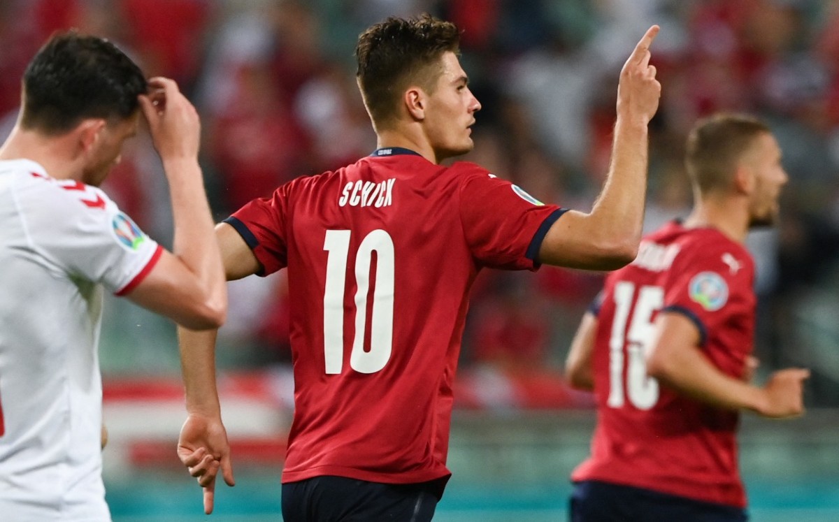 Patrick Schick, durante el partido contra Dinamarca (AFP)
