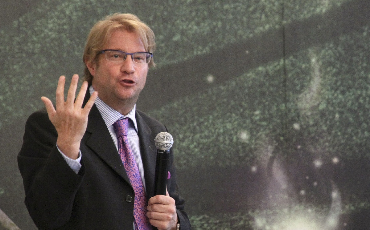 El ex diplomático Andrés Roemer, durante un evento en Puebla. (Cuartoscuro)