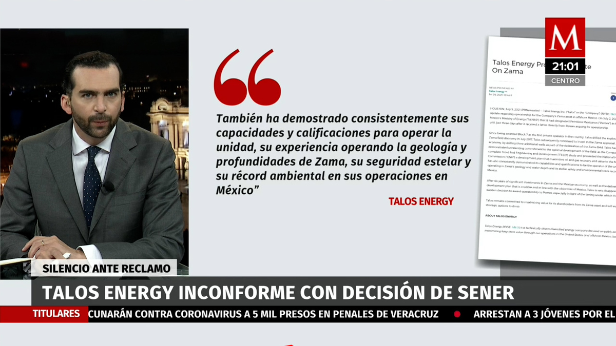 Talos Energy decepcionada de decisión de dar a Pemex campo Zama