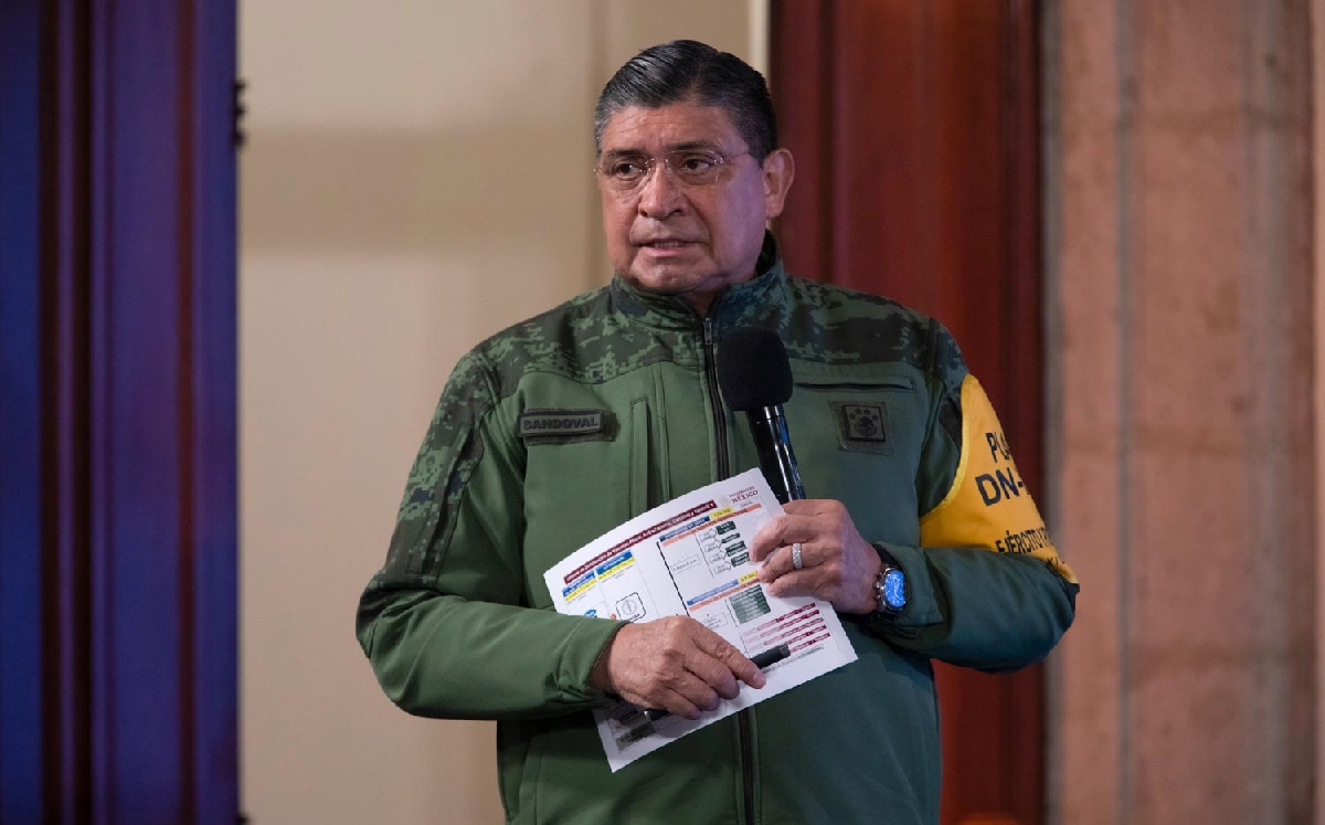 El titular de ls Secretaría de la Defensa durante la conferencia mañanera de hoy. (Gobierno de México)