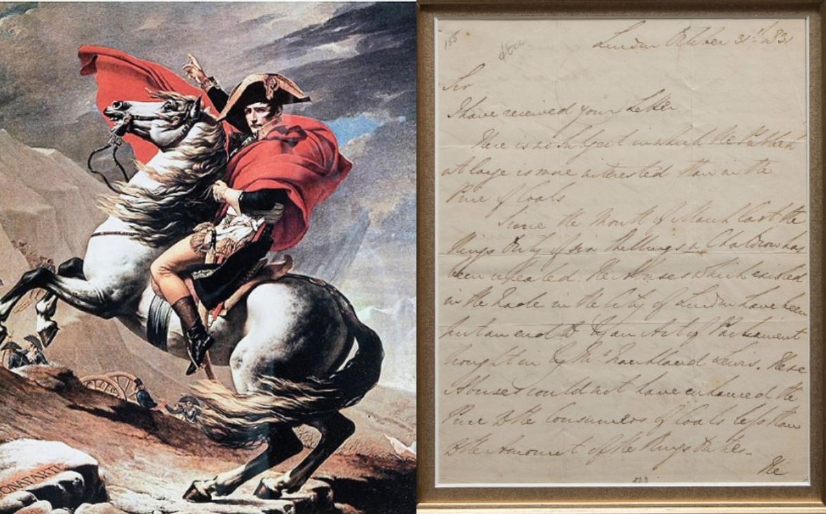 El documento se encuentra enmarcado junto con otra misiva de Arthur Wellesley, duque de Wellington | Morton