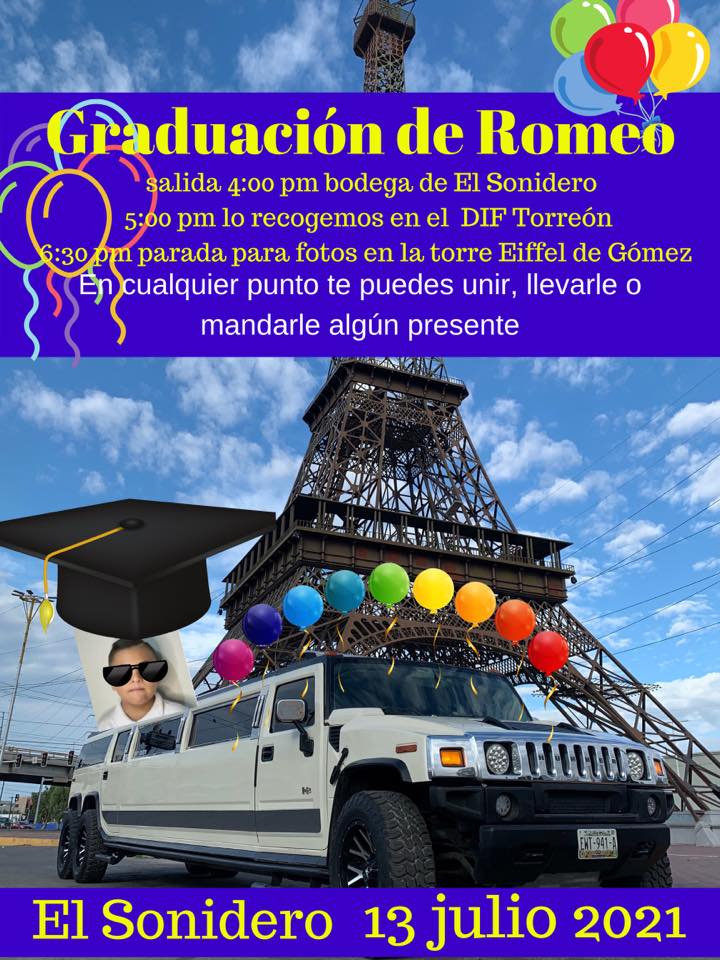 Romeo tendrá caravana de graduación en Torreón. | Especial