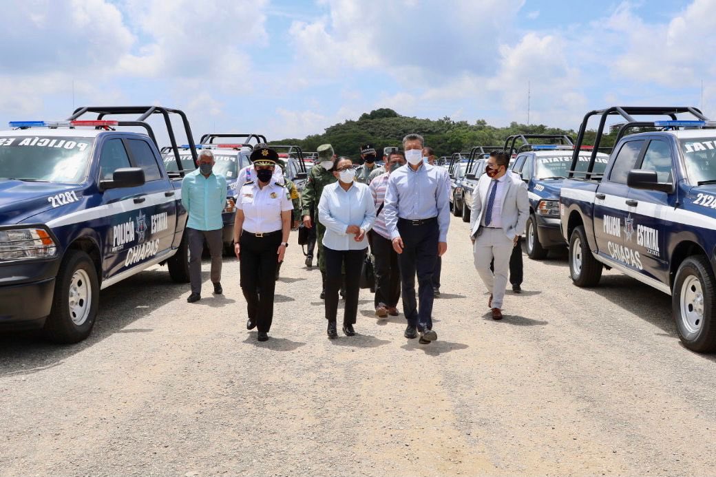 Rosa Icela Rodríguez, secretaria de Seguridad y Protección Ciudadana, en Chiapas. (Especial)