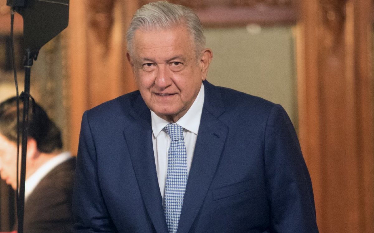 López Obrador en Palacio Nacional, desde donde ofrece su conferencia mañanera. (Cuartoscuro)