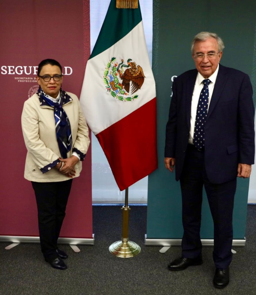 La secretaria de Seguridad y el gobernador electo también trataron avances en temas de inteligencia. (Twitter @rosaicela_)