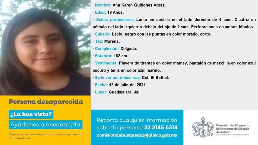 Buscan a Ana Karen Quiñones Agraz, alumna de Sociología en la UdeG (Especial)