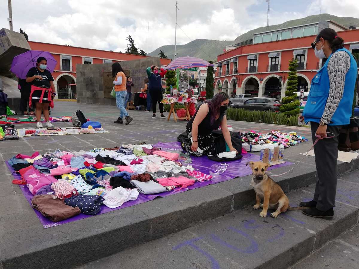 'Mercadita' organizada por colectiva feminista en Pachuca. (Elizabeth Hernández)