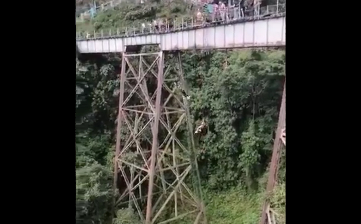 Momento del salto de Yecenia Morales (Twitter)