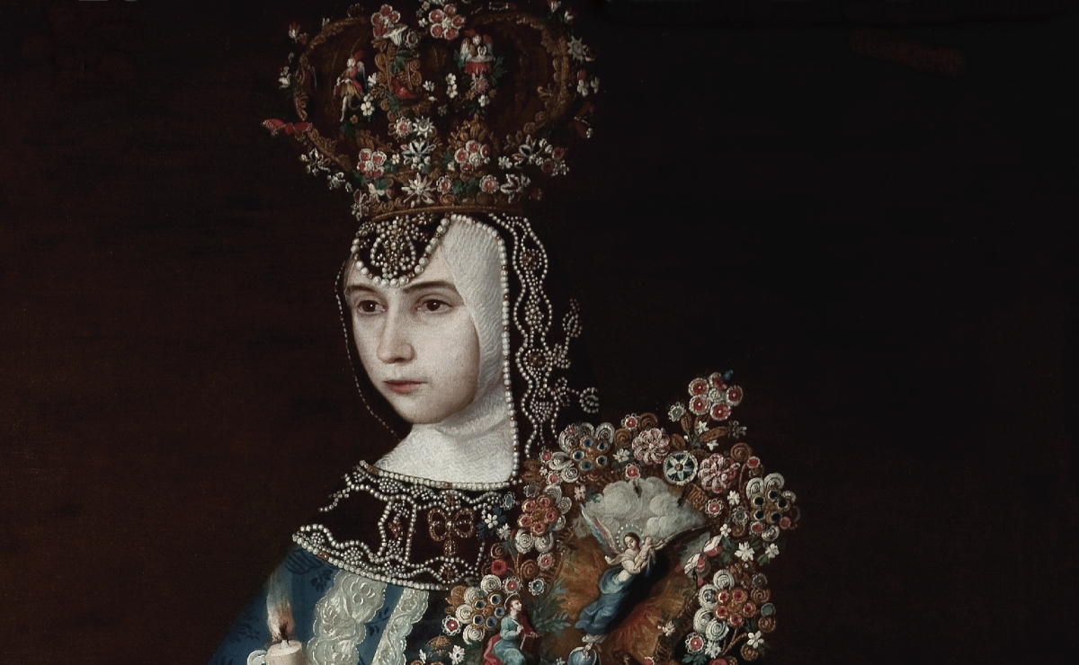 Fragmento del 'Retrato de sor María Ignacia de la Sangre de Cristo' de José de Alcíbar. (Cortesía: Museo Nacional de Historia, Castillo de Chapultepec
