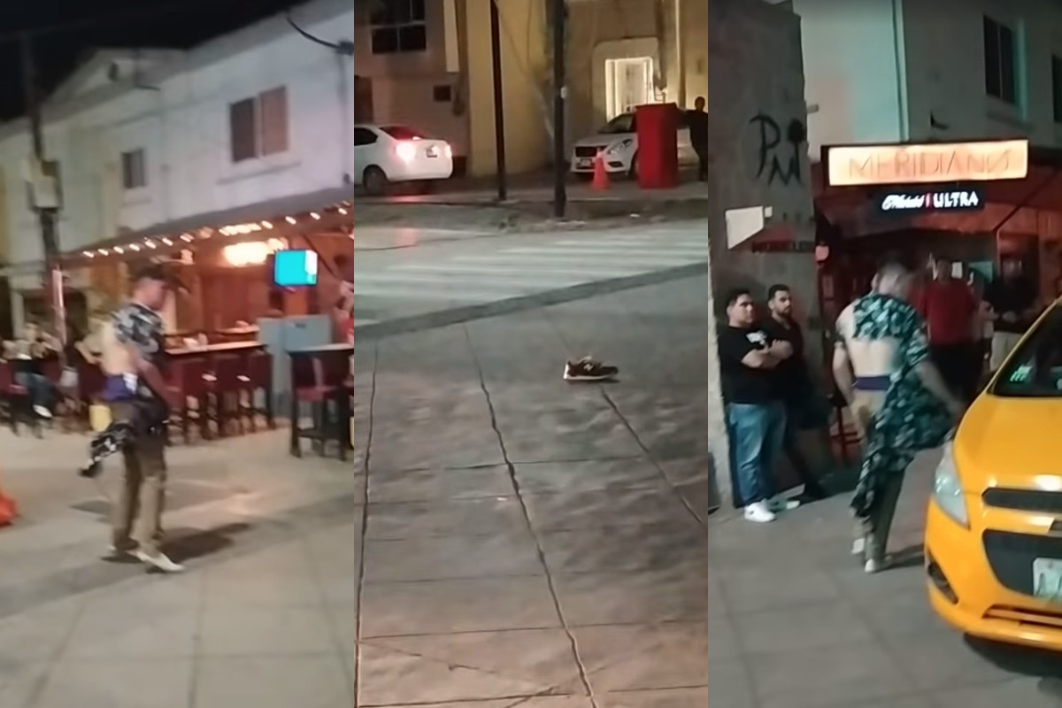 El joven intenta cruzar a la parte central de la calzada Colón para recuperar uno de sus tenis. | Cortesía