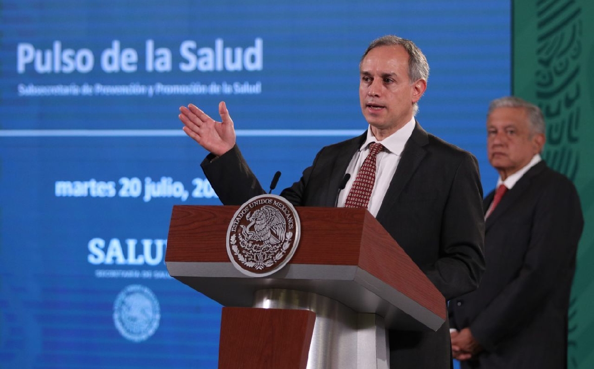 El subsecretario de Salud durante la conferencia mañanera de hoy, en Palacio Nacional. (Cuartoscuro)