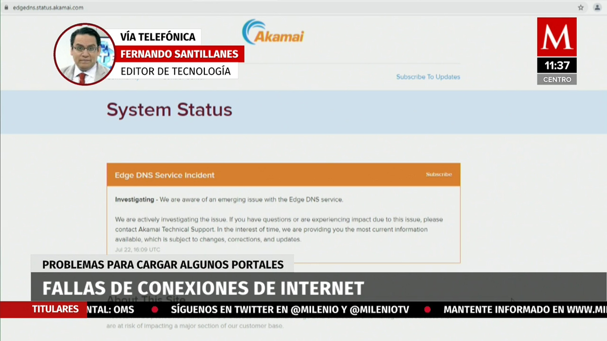 Falla de conexiones de internet; problemas para cargar portales