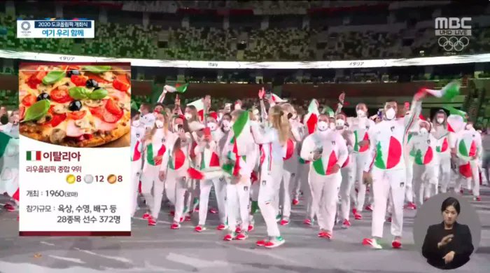 La delegación de deportistas italianos fue relacionada con la pizza. (Twitter)