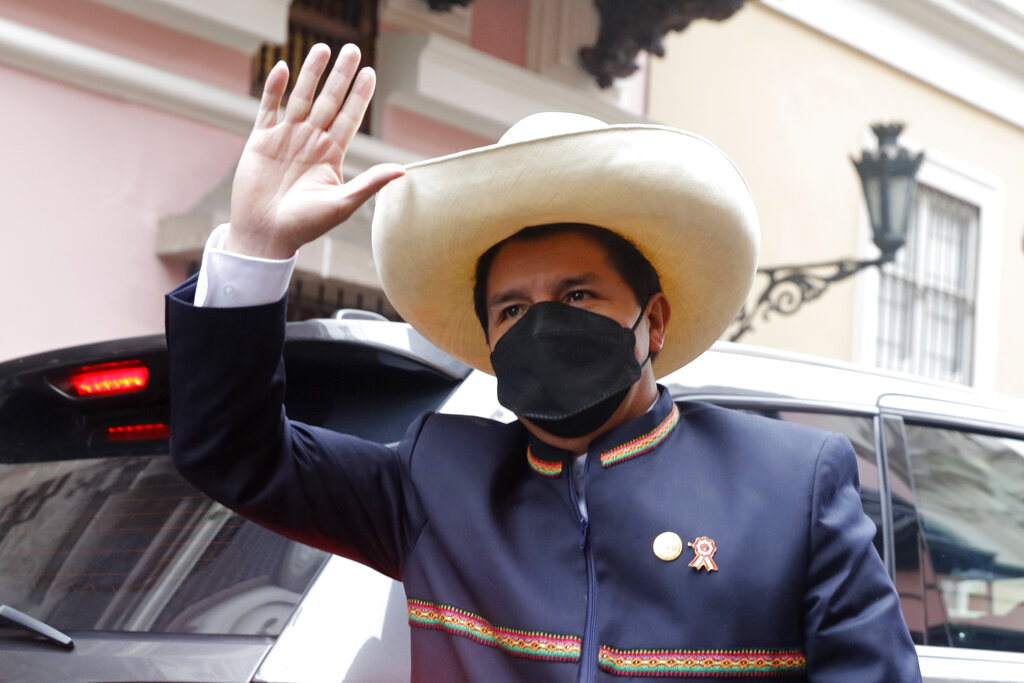 Pedro Castillo, previo a su investidura presidencial en Perú. | AP