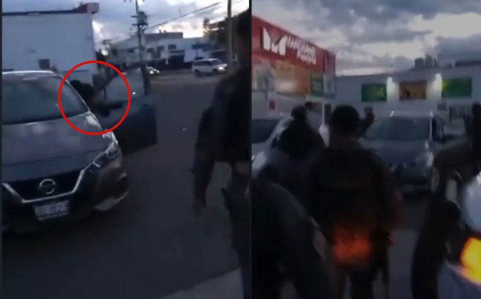 En el video se ve como policías de Celaya buscan evitar que la mujer continúe grabando.