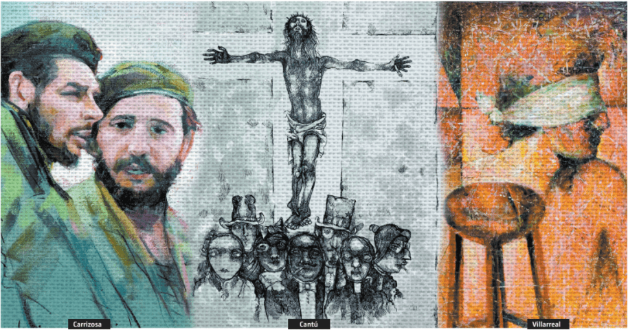 Las secciones en que participaron los pintores fueron Cuba, Mitos y Religión y Secuestro. Fotos: Especial/diseño: Ricardo Laureano