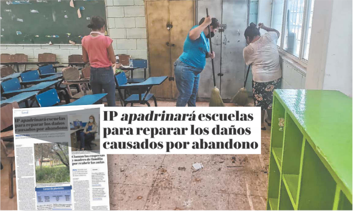 Padres y docentes hicieron labores de limpieza en todo el plantel. Francisco Zúñiga