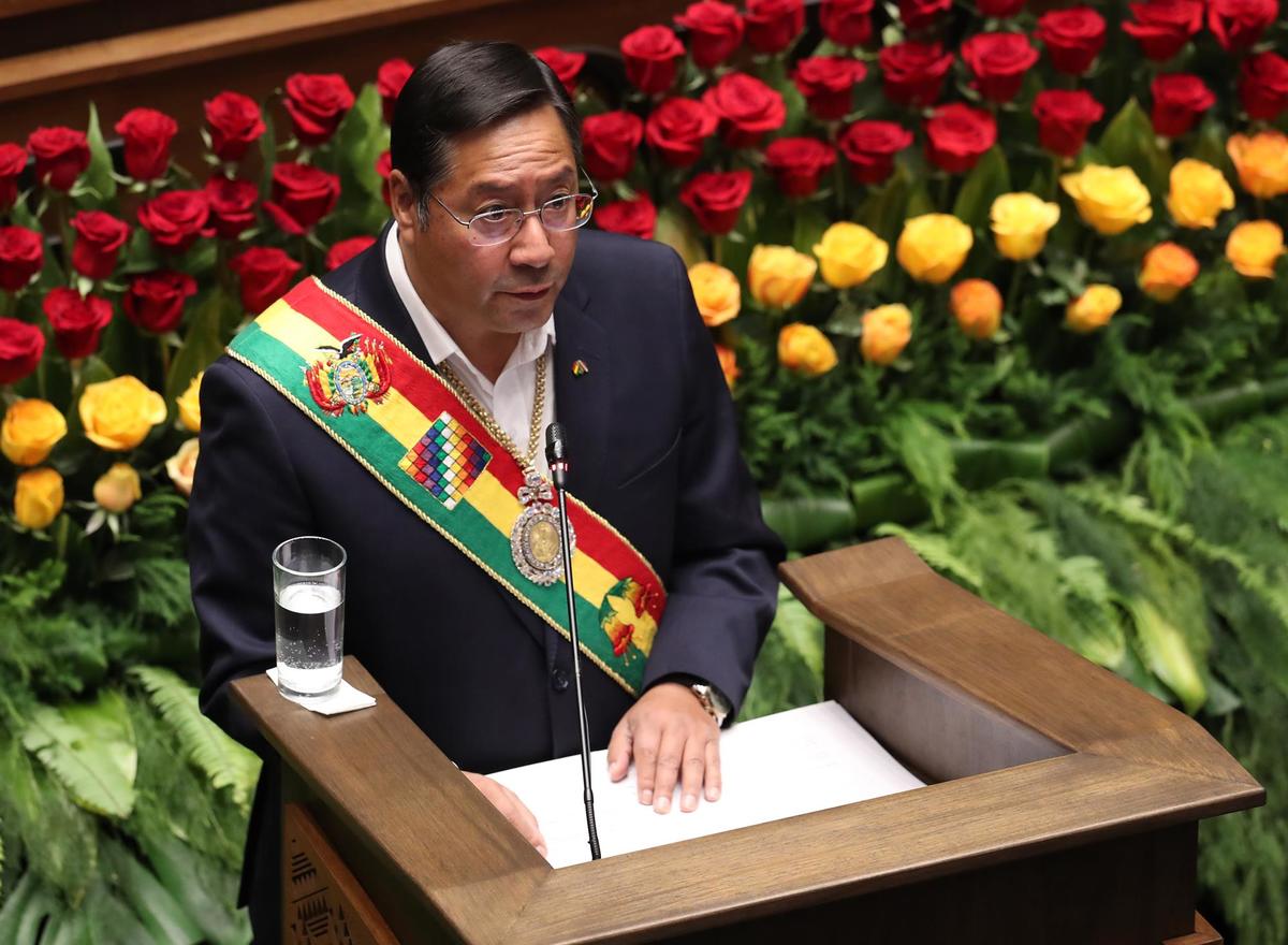 El presidente de Bolivia, Luis Arce, durante un discurso ante el congreso. (EFE)