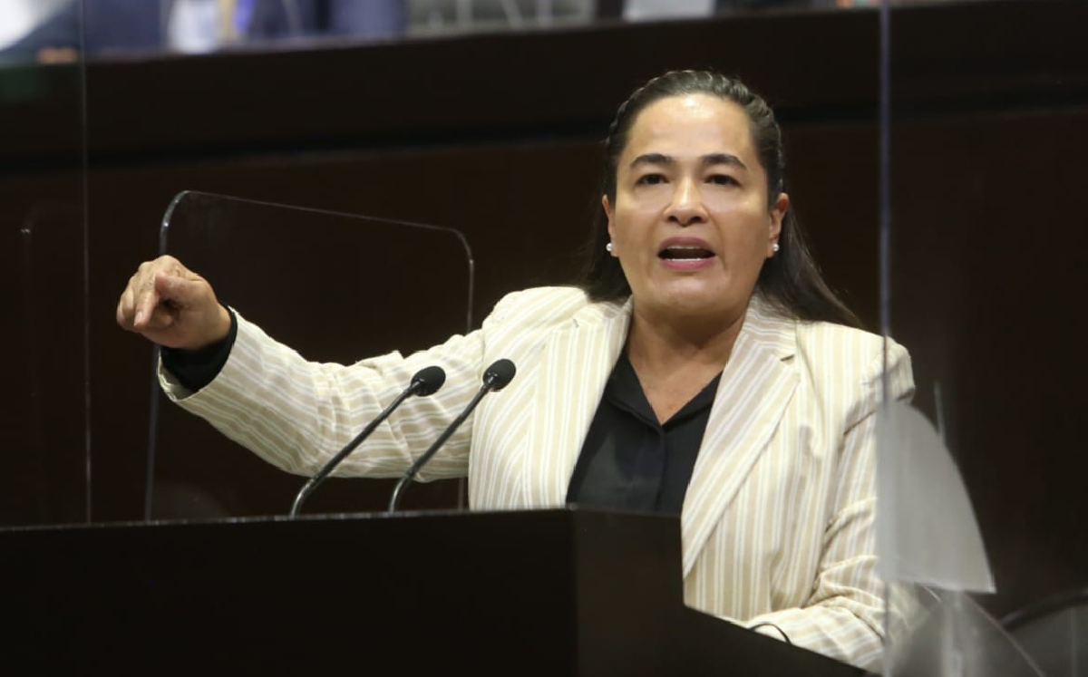 La legisladora perredista, Verónica Juárez, durante su participación en la tribuna. (PRD en San Lázaro)