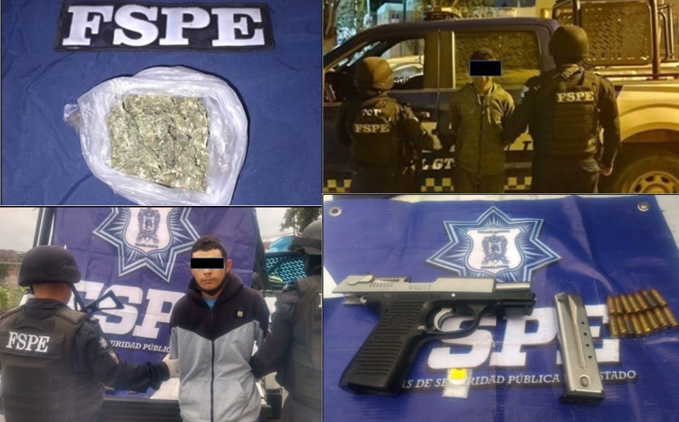 Los detenidos portaban armas, cartuchos y droga.