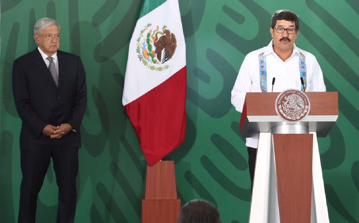 Javier Corral, gobernador de Chihuahua, durante la conferencia mañanera de hoy. (Ariel Ojeda)