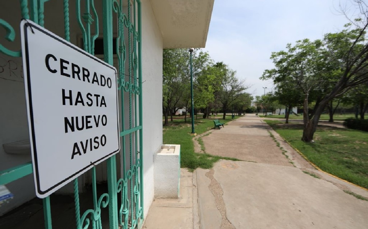 Parque de Nuevo Laredo cerrado por covid. (Ricardo Hernández)