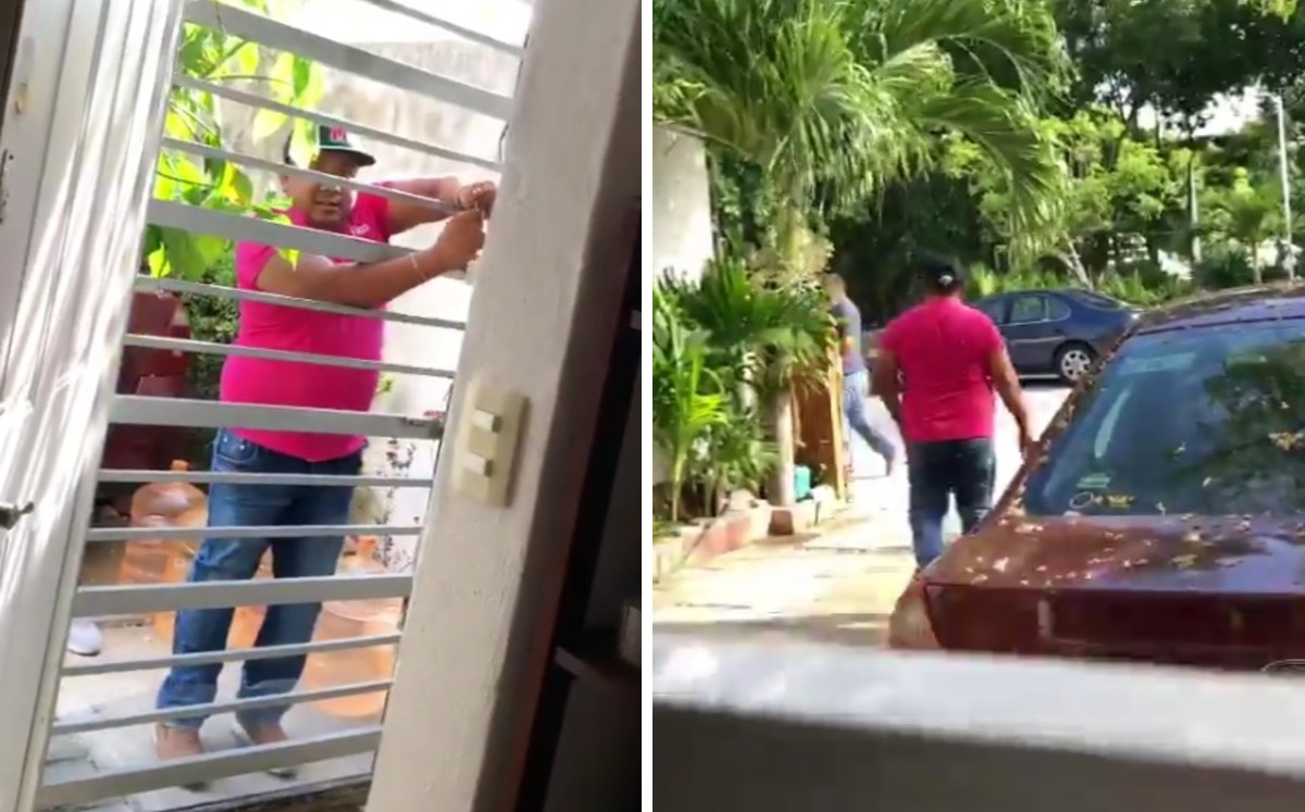 Los hombres huyeron del domicilio en cuanto notaron la presencia de la mujer. (Twitter)