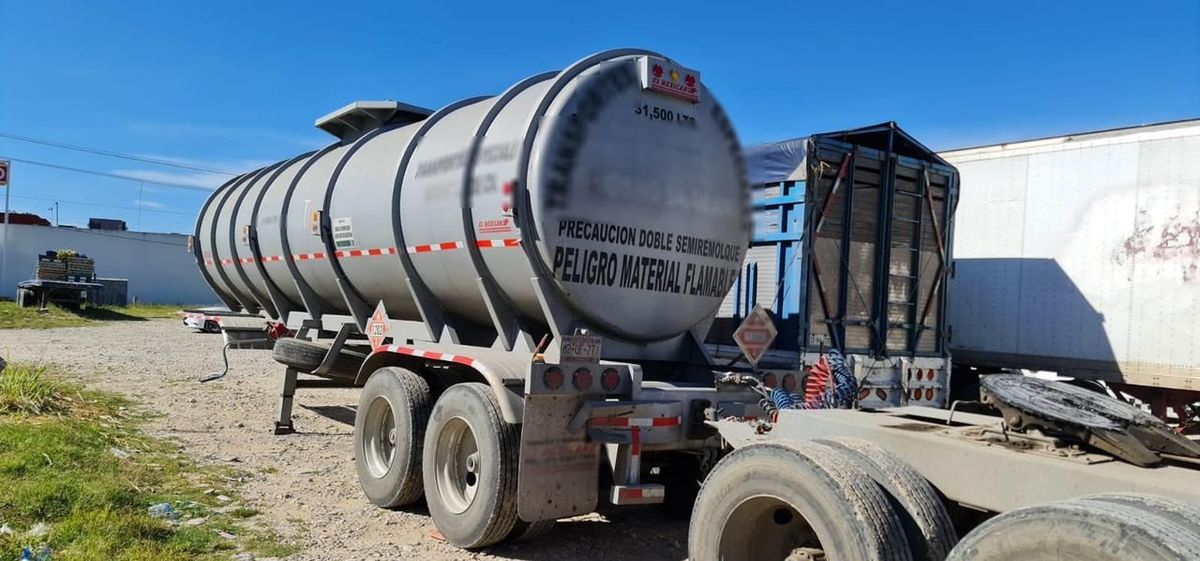 La pipa asegurada en Chiapas. (Especial)