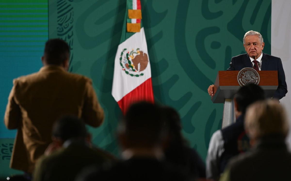 López Obrador durante su conferencia de hoy, en Palacio Nacional. (Cuartoscuro)