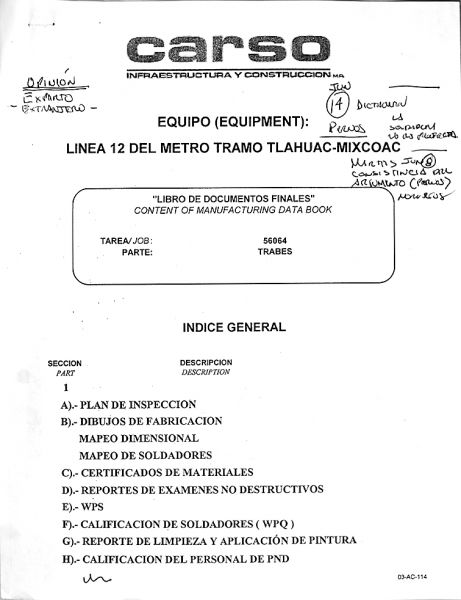 MILENIO tiene copia del reporte sobre el tramo. Especial